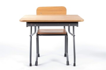 School desk in modern style on white background