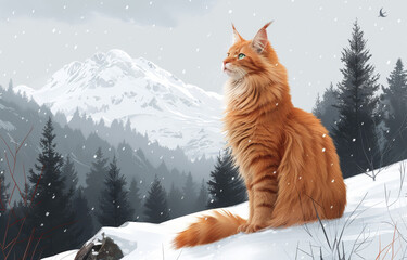 Norwegian Forest Cat's Mountain Expedition