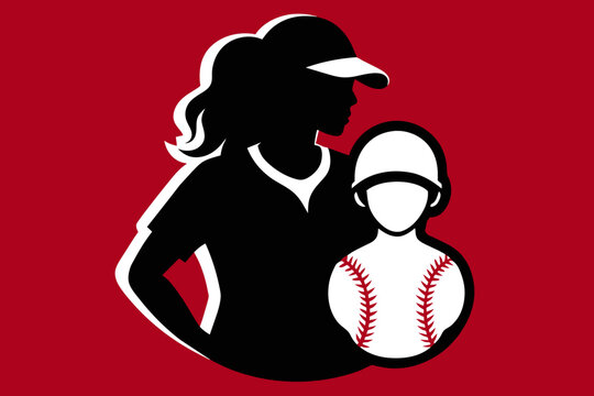 silhouette color image, baseball mom , t-shirt design white background