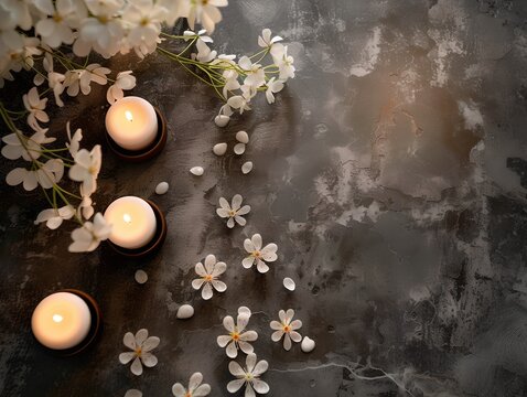 A table with candles and flowers on it