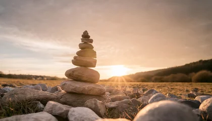 Fototapete stacked stones in nature © Katherine