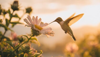 hummingbird on a flower hd 8k wallpaper stock photographic image