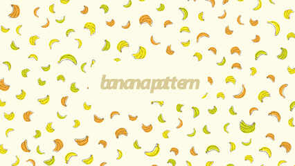 Hand Drawn style Banana Pattern, vector Background.