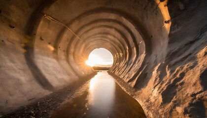 dark hole or underground tunnel with shining light - obrazy, fototapety, plakaty