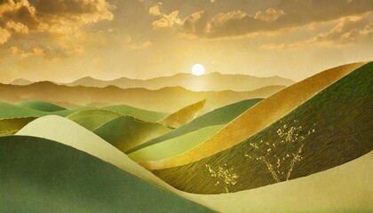 greeting card green abstract landscape in the style of paper sculpture generative ai
