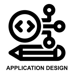 application design, system design, programming, coding, design, software development expanded agile outline icon for web mobile app presentation printing