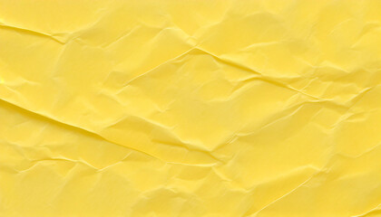 Recycled crumpled yellow paper texture or wrinkled page background for design with copy space