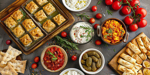 Traditional greek food - obrazy, fototapety, plakaty