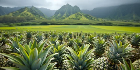 Fototapeten Giant Hawaiian pineapple farms in the countryside on the island of Oahu, Hawaii © Oleksandr