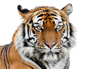 Fototapeta premium tiger close up Isolated on solid white background