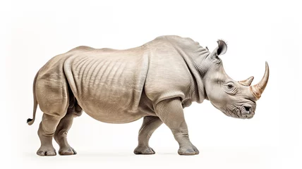 Foto op Canvas Big rhino animal isolated white background.   © BlazingDesigns