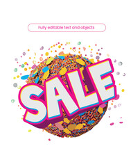 Colorful element written "Sale" for flyer and banners