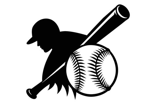 silhouette color image,baseball, white background