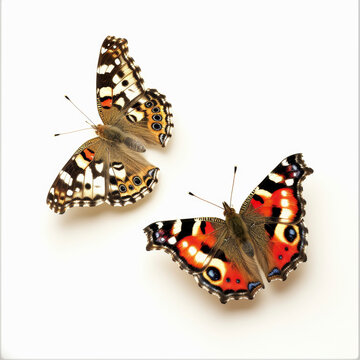 Two beautiful Butterflies isolated on a white background.