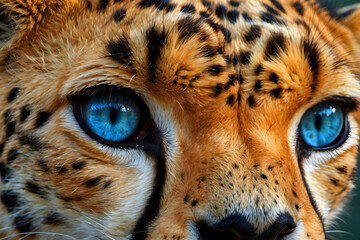 illustration of a closeup of the blue eyes of a cheetah gazing. - obrazy, fototapety, plakaty