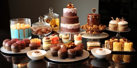 Yummy Cake Display from Up High: Ready to Indulge! 