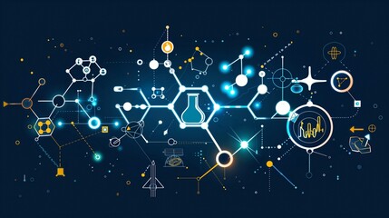 Professional and sophisticated graphics depicting scientific discoveries