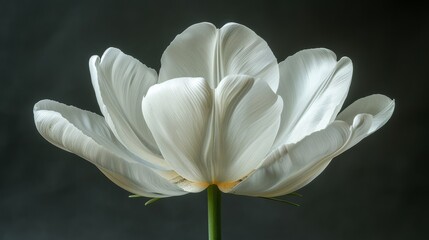   A white flower on black background with blurred flower center