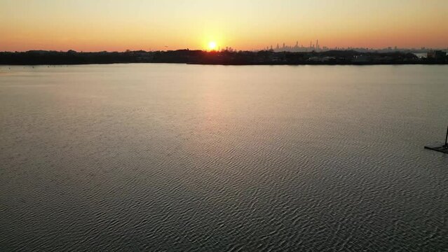 15,258 - Pretty Sunset Silhouette Shot of the New York City Skyline