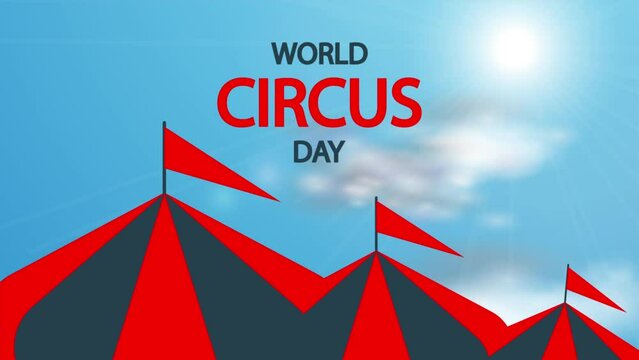 Circus day tent domes against the sky, art video illustration.