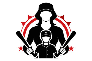 silhouette color image,Proud Baseball Mom, white background