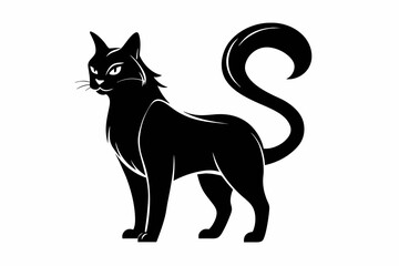 black cat logo silhouette black vector illustration