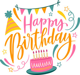  Stylish , fashionable and awesome Happy Brithday typography art and illustrator, Print ready vector handwritten phrase Happy Brithday T shirt hand lettered calligraphic design. Vector bundle.