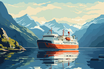 Sailing Through the Fjords - obrazy, fototapety, plakaty