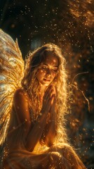 Young woman with an angelic expression