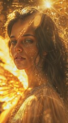 Young woman with an angelic expression