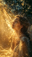 Young woman with an angelic expression