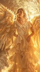 Young woman with an angelic expression