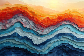 Geological illustration as layered painting. - obrazy, fototapety, plakaty