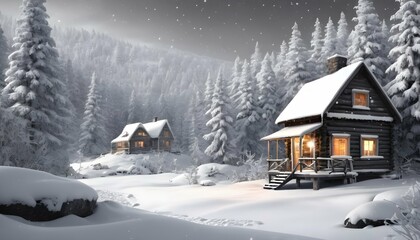 Fototapeta na wymiar Enchanting-Winter-Wonderland-With-Snow-Covered-Tre-