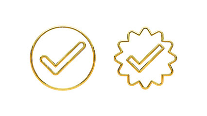 Check mark gold icon symbol set