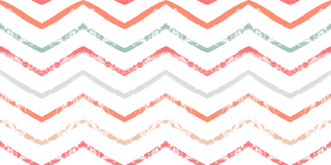 Watercolor zigzag stripes seamless vector pattern, Christmas decor background. Abstract chevron lines, striped pastel lines print.
