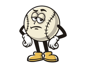 grumpy Baseball cartoon mascot illustration character vector clip art hand drawn