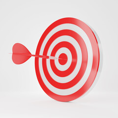dart hitting a red target on the center, 3D render illustration