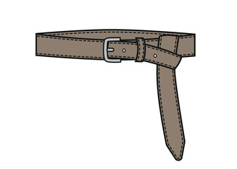 Vector classic brown leather belt with buckle