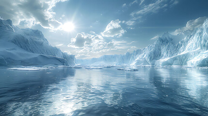 Glaciers glistening in the sunlight - obrazy, fototapety, plakaty