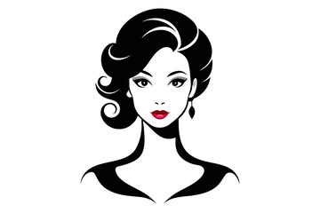 silhouette 'Glamorous Women's Hairstyle Creation' white background