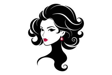 silhouette 'Glamorous Women's Hairstyle Creation' white background