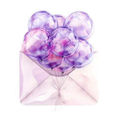 Balloons on the envelope Watercolors pastels celebration clipart cute girls 