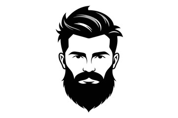 Silhouette Iconic Men's Beard and Hairstyle Set Perfect for Barber Shops, Haircuts, and Men's Fashion white background