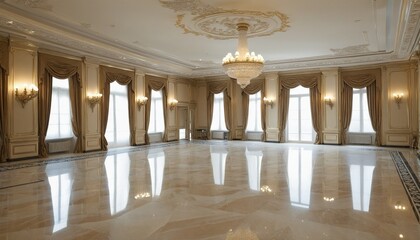 Exquisite Marble Interior of a Luxurious Ballroom Palace