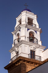 Bell tower of the Cathedral of the Holy Cross in Cadiz early in the morning - 775380940