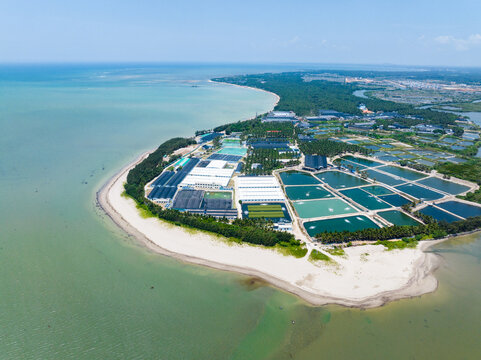 Wenchang seaside aquaculture farm in Hainan, China