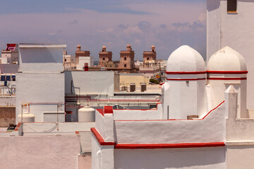 View of the roofs of Cadiz from above on a sunny day. - 775381529