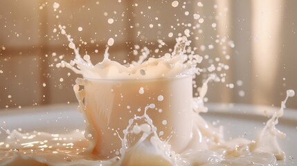 Milk splash on a white plate