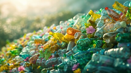 Plastic Bottle Pile Recycling Theme
